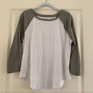 Cream and Green 3/4 Sleeve Baseball Tee